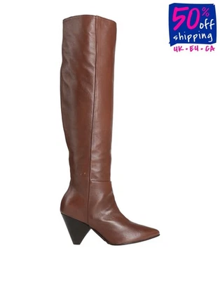 RRP€318 DOUUOD Leather Over the Knee Boots US7 UK4 EU37 Brown HANDMADE in Italy - Image 1 of 4