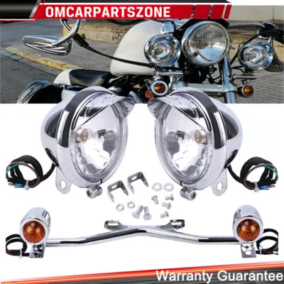 Motorcycle Passing Turn Signal Lamp Driving Fog Spot Light Bar For Harley Suzuki - Image 1 of 4