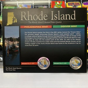 Rhode Island P & D Mint Quarter Set American Colorized Statehood Collection Lot - Picture 1 of 2