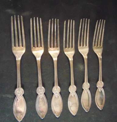 6 tenedores de cena plateados ROMANOS International plata 1865 mono en la parte posterior 7" Foto 1 de 4