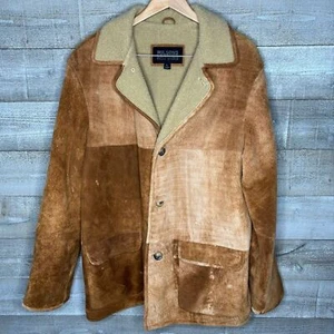Wilsons Leather lge brown pelle studio vintage braun leder wildleder sherpa jacke - Bild 1 von 6