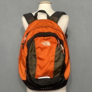 North Face Mens Backpack The VAULT Orange Gray Everyday Laptop Bag Double Zip