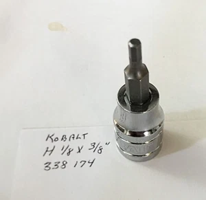 Kobalt H 1/8 x 3/8" Dr Hex Bit Socket 338174 Free Shipping - Picture 1 of 2