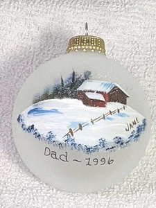 Ornament Glass Artist Designed Hand Painted Barn Farm Country Scene Dad 1996 - Picture 1 of 6