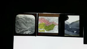 ANTIQUE LANTERN SLIDE MAP OF AUSTRIA HUNGARY CZECHOSLOVAKIA & TWO MOUNTAIN VIEWS - Picture 1 of 6