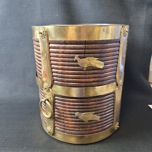 Anglo Indian Brass Banded Peat Bucket - Picture 1 of 14