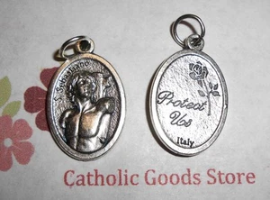 Saint St. Sebastian - Protect Us  - Ox Die Cast Italian Silver Tone 1" Medal  - Picture 1 of 3