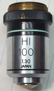 Olympus Microscope Objective HI 100x / 1.30 Lens (Japan) (Blue&Black) (#1) - Picture 1 of 5