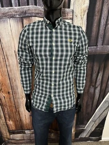 Fred Perry Long Sleeve Green Navy & White Plaid Button Up Shirt Size XS - Picture 1 of 7