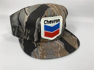 VTG Chevron Tiger Stripe Camo K-Products Hat Cap USA Snapback Trucker Patch DS - Picture 1 of 7