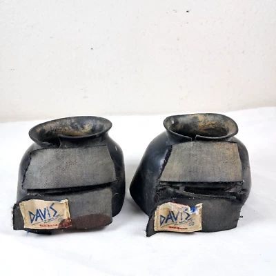 Davis Horse Bell Boots Black Pair *DAMAGED SEE PHOTOS* Small - Image 1 of 4