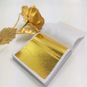 Gold Silver Foil Paper Leaf Gilding DIY Art Craft Wedding Cake Decor 100 Sheets - Picture 1 of 7