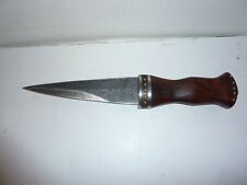 Damascus Sgian Dubh Knife 7" Steel Dagger Style Blade Brown Rosewood Handle