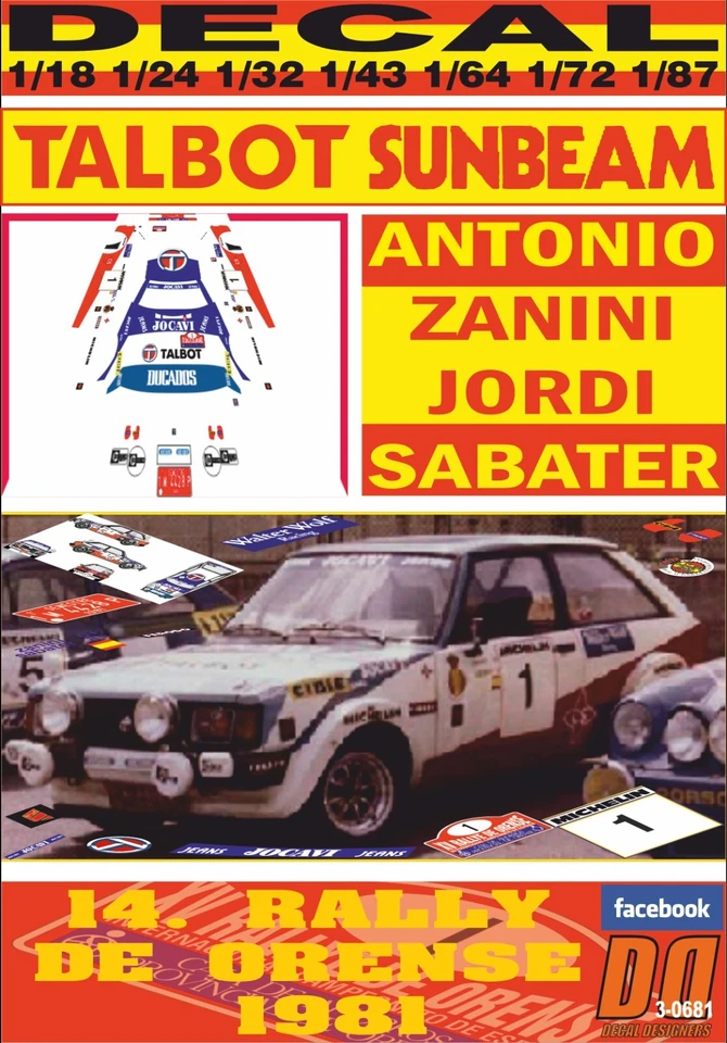 DECAL TALBOT SUNBEAM LOTUS A.ZANINI R.DE ORENSE 1981 2nd (04) - Immagine 1 di 1