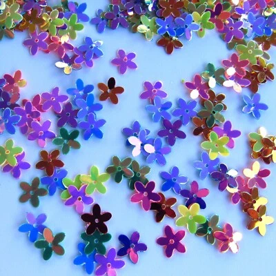 Lantejoulas Gold Wash Flowers Lustre Mixed ~150pcs 10mm rosas, azuis, verdes, etc.[071] - Imagem 1 de 2