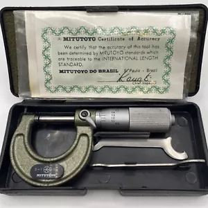 Mitutoyo 103-135 Outside Micrometer 0-1” 0.0001” Carbide Case Japan Brazil - Picture 1 of 10