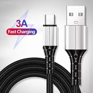 1 Meter High Quality FAST Charging Cable USB A to Type C Charger Black Nylon - Picture 1 of 3