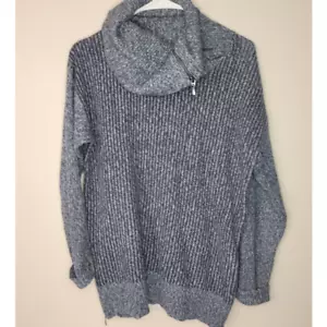 Women's Leo & Nicole Oversized Blue Turtleneck Cowl Neck Winter Sweater-Medium - Picture 1 of 7