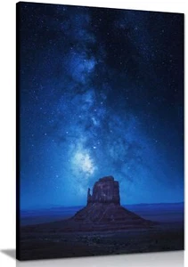 Monument Valley Azul Noche Cielo y Estrellas Enmarcado Lona Estampado Pared Arte Decoración del Hogar - Imagen 1 de 6