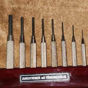 Lochstifte 8 Vintage Stifte in einer beweglichen gerändelten Führungshülse Germany NOS - Bild 1 von 6