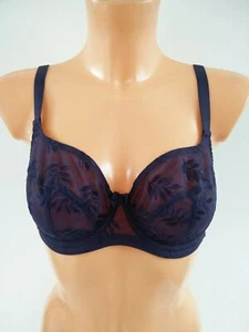 BNWT 32D PANACHE SUPERBRA TANGO NAVY BLUE UNDERWIRED BALCONNET BRA SOFT CUP 3251 - Picture 1 of 4