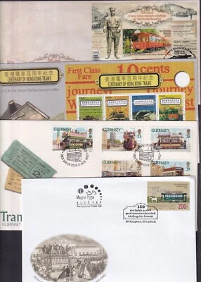 Trams choice FDC Belarus Guernsey Hong Kong Hungary New Zealand Portugal Sweden - Изображение 1 из 2