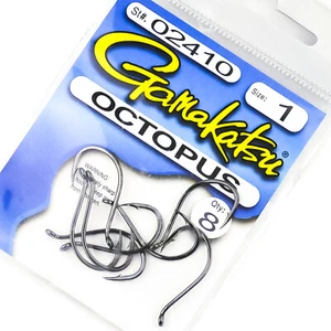 GAMAKATSU Octopus Bait Hook Barbed Off Set Up Eye Size 1 8ct - 02410 - Picture 1 of 3