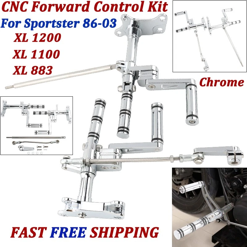 Комплект хромированных передних элементов управления в нормандском стиле для Harley 86-03 Sportster XL883 1100 XL1200 - Изображение 1 из 4
