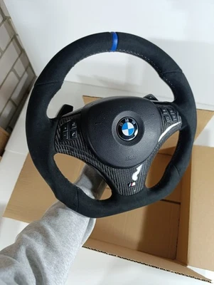 Volante BMW PADDLE E92 M3 E90 E91 E93 E81 E82 E87 E88 M fondo plano gamuza Foto 1 de 4