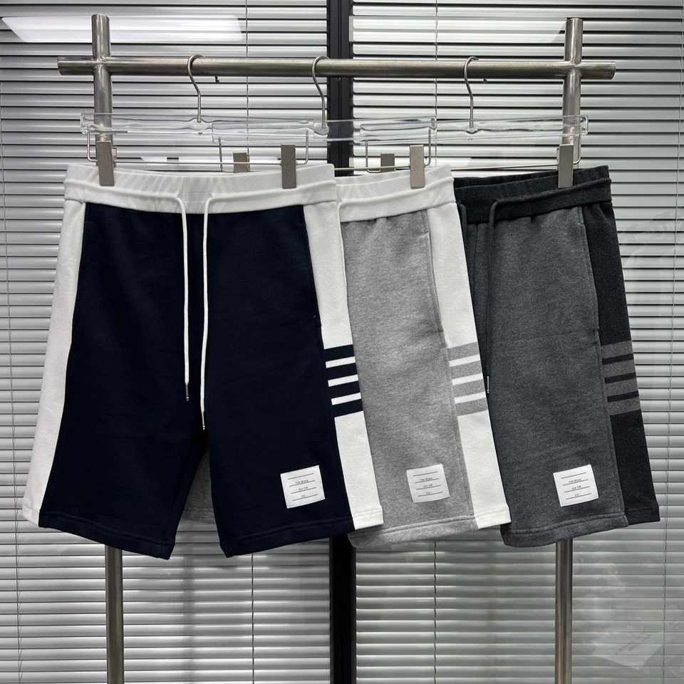 Pantalones Cortos Thom Browne Hombres/Mujeres Clásicos Rayas Verano Informales Color A Juego Foto 1 de 4