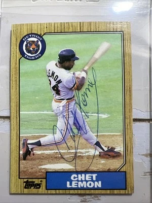Chet Lemon 1987 Topps Tigres de Detroit autografiado firmado automáticamente Foto 1 de 4