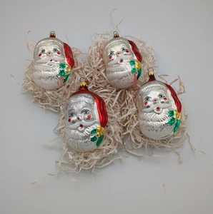 Vintage 4 mundgeblasene Glas Weihnachtsmann Ornamente 4" hoch - Bild 1 von 13