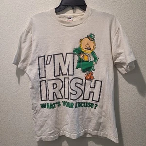 Vtg I'm Irish What's Your Excuse T-shirt Sun Sportswear Inc Single Stich Size L - Picture 1 of 11