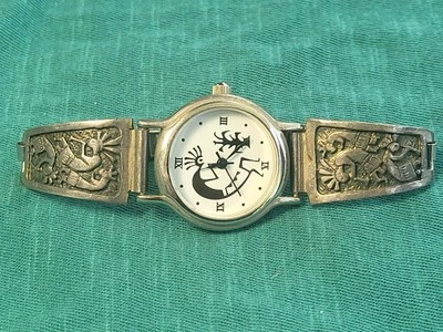 Native American Navajo Silver Kokopelli Flute Player Watch - Image 1 of 4