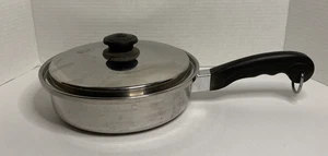 Saladmaster 9" Skillet Saucepan Stainless Steel 18-8 Tri-Clad  Vapo Lid USA - Picture 1 of 15
