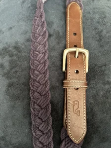 Vineyard Vines geflochtenes Seil Club Gürtel Größe 36 Leder und Canvas blau - Bild 1 von 9