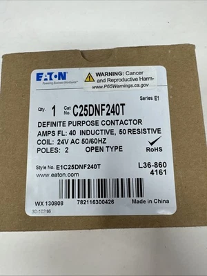 Eaton/Cutler Hammer C25DNF240T Series E1 40 Amp Definite Purpose Contactor - Image 1 of 4
