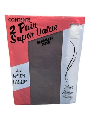 Medias de malla sin costuras de nailon K-Mart 2pr gris 9 1/2 punta de refuerzo de colección 30” Foto 1 de 3