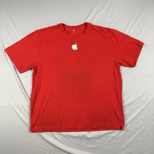 T-shirt Apple Store dipendente UOMO TAGLIA 2XL rossa Mac logo ricamato VINTAGE Y2K - Foto 1 di 9