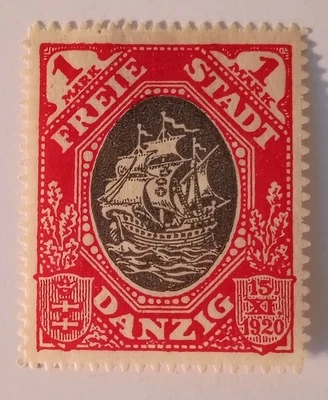 Danzig Stamp, 1921, sc#54, Mint, Hinged, OG, Serrate Roulette - Image 1 of 2