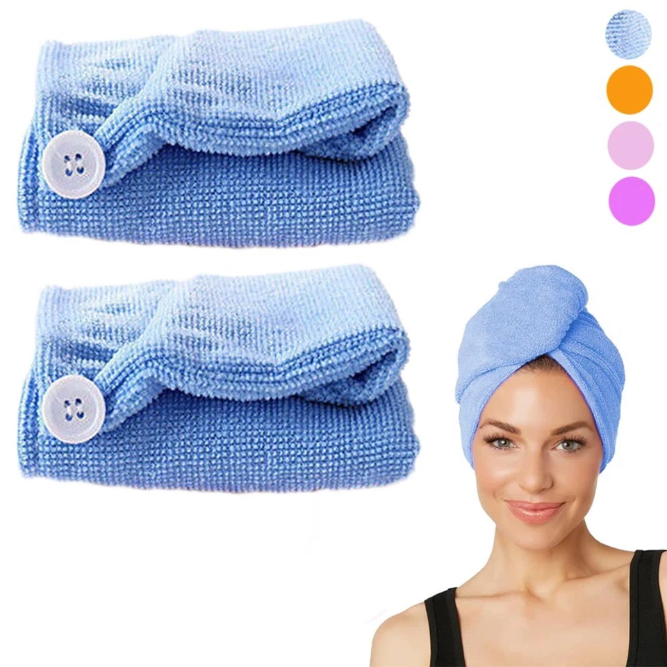 2 Twist Microfiber Hair Head Wraps Magic Fast Dry Towel Drying Bath Hat Spa Soft - Image 1 of 1