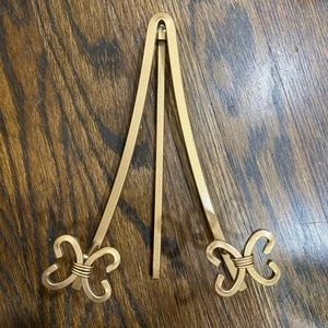 Brassy Gold Color Easel Style Display Stand for Plates or Books Home Decor Item - Picture 1 of 5
