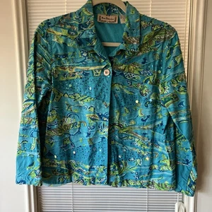 Jacke Baumwolle A- Größe S Aqua Print - Bild 1 von 8