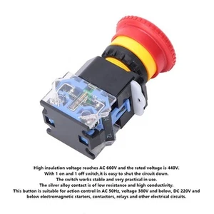Mushroom Head Stop Button Switch 22mm NO Red Compatible with 660V Voltage - Afbeelding 1 van 6
