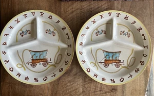 50s Fred Roberts Divided Plate Brands Cowboy Chuck Wagon Lariat & Spurs LOT of 2 - Bild 1 von 18
