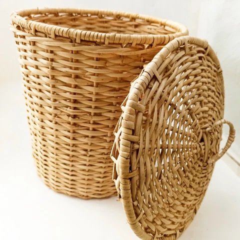 Laundary Basket made with Cane and high quality finishing / Handmade Garbage bin Cover
