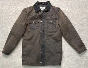 Youth Cody James Brown Faux Leather Lined Zip Up Collar Brown Jacket Size Small - Picture 1 of 9