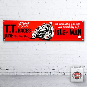 ISLE OF MAN 1961 TT RACES Banner  –  heavy duty for workshop, garage 1200x305mm - Picture 1 of 1