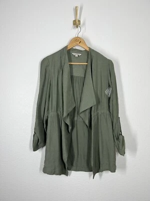 Cárdigan Chaqueta Nanette Lepore Texturizada Tejida Solapa Talla XS Verde Oliva Foto 1 de 4