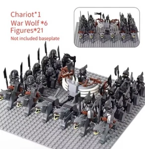 21 Lego Herr der Ringe CUSTOM Uruk-hai Minifiguren Ork Armee Ork Wölfe Streitwagen - Bild 1 von 1